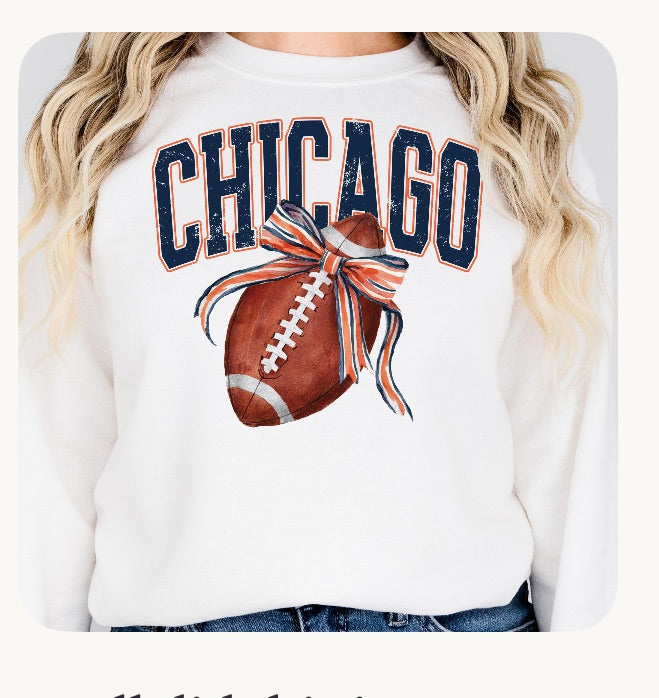 Chicago Football with Bow Sweatshirt - toddler and youth