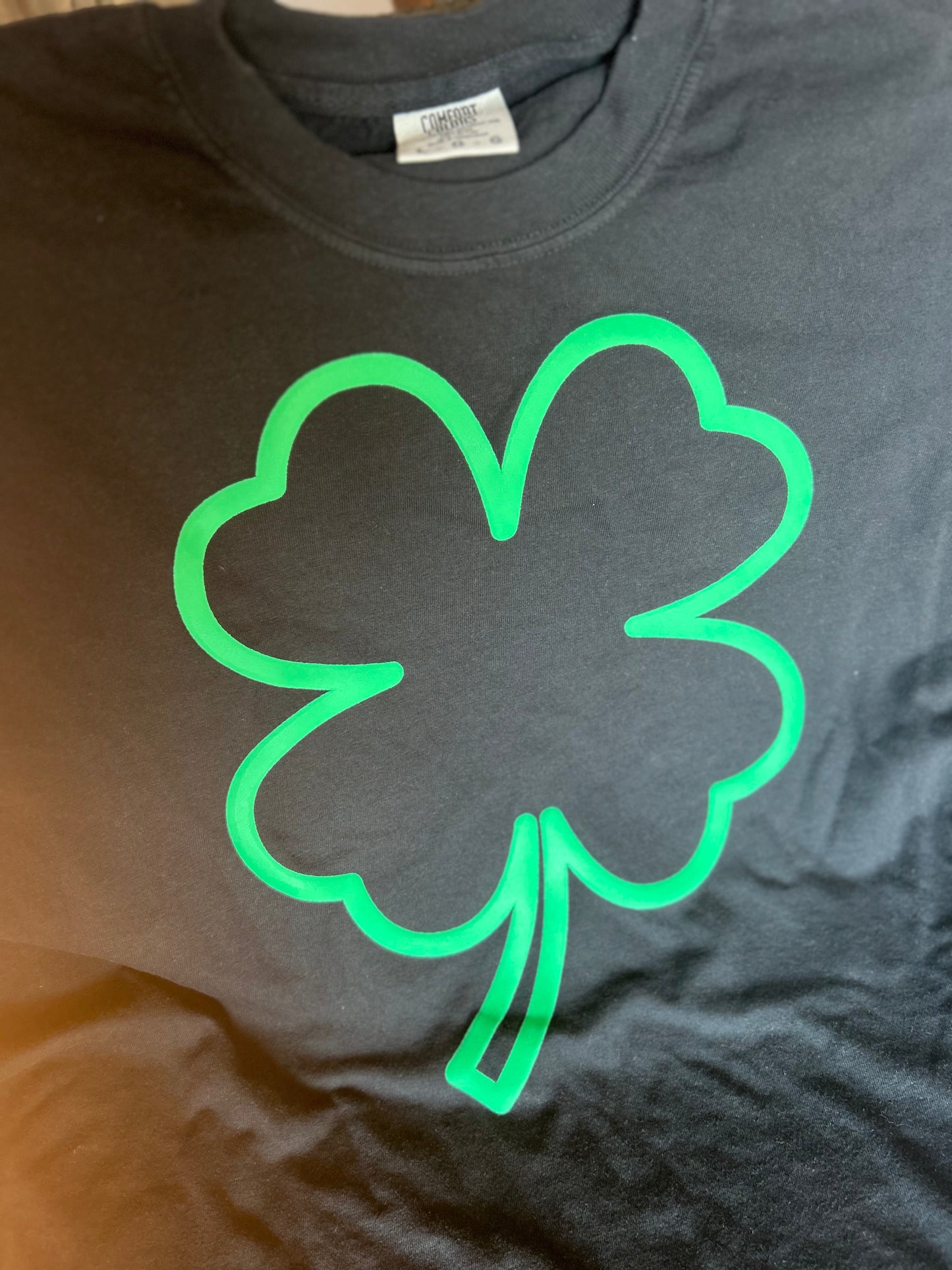 Puff Shamrock Black Sweatshirt - Adult