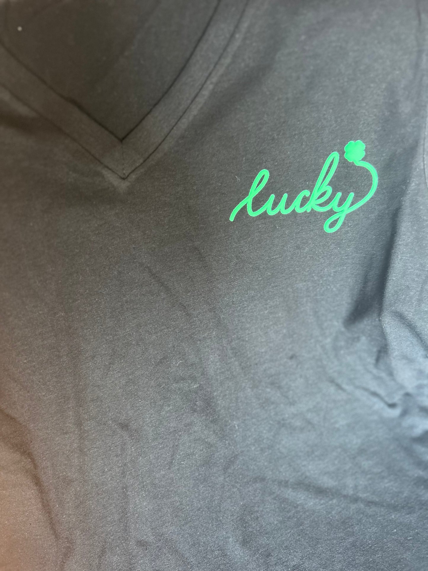 V- Neck Women’s Lucky Puff T-Shirt - Adult