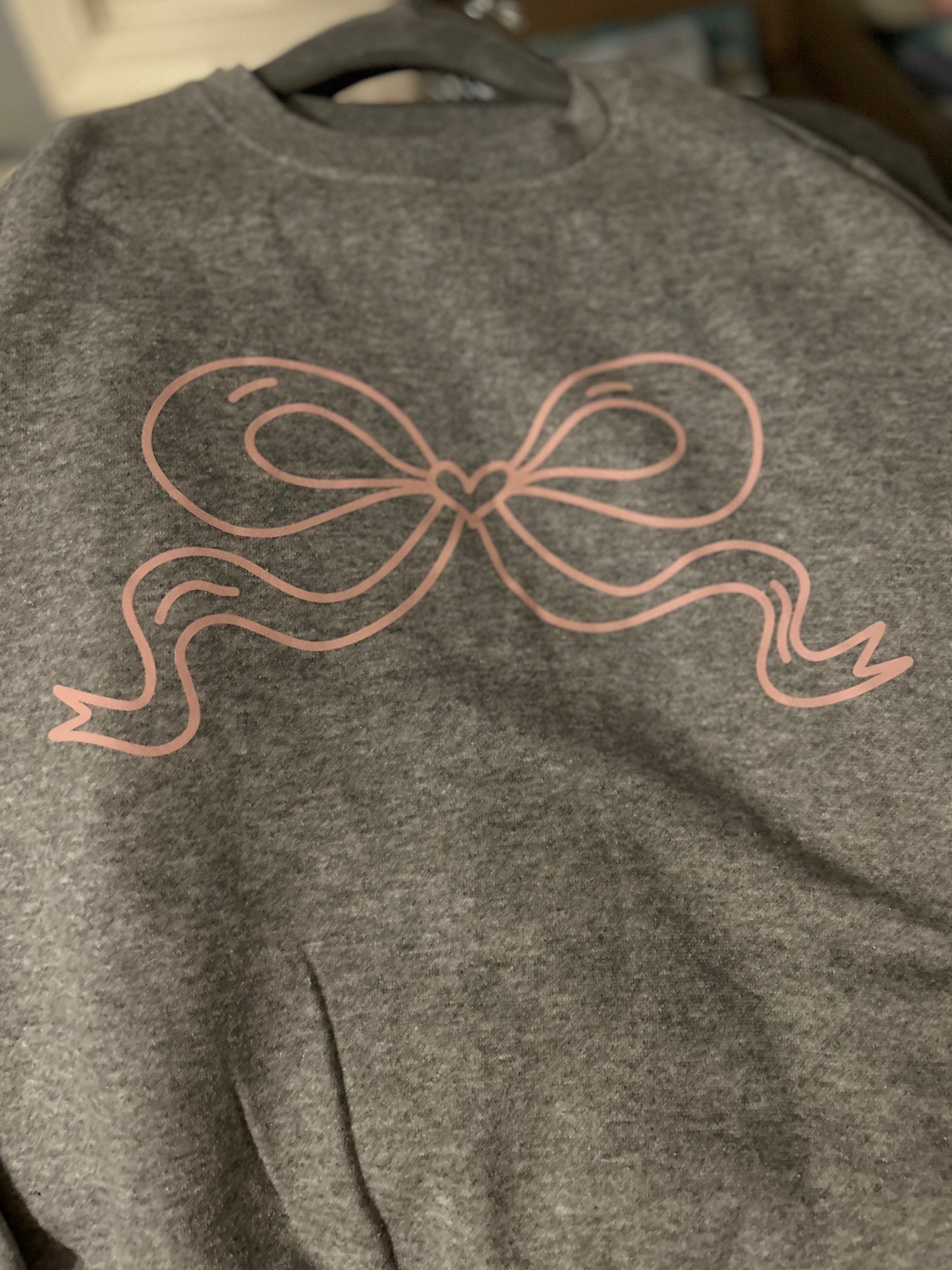 Gray with Pink Bow Youth Sweatshirt
