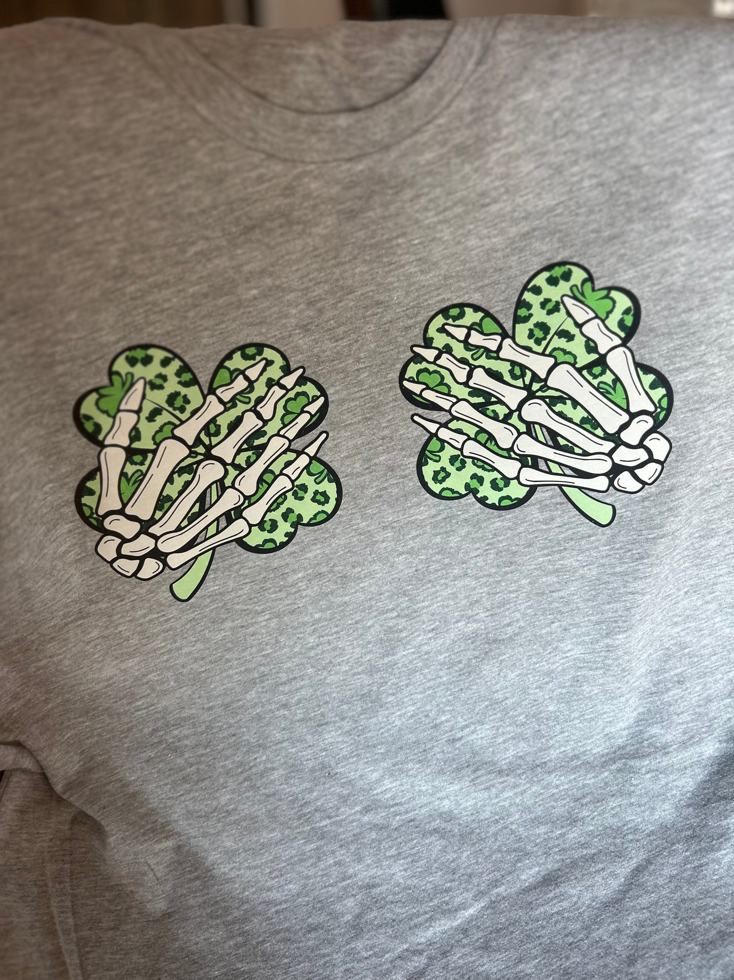 Shamrocks with Skeleton Hands T-Shirt - Adult