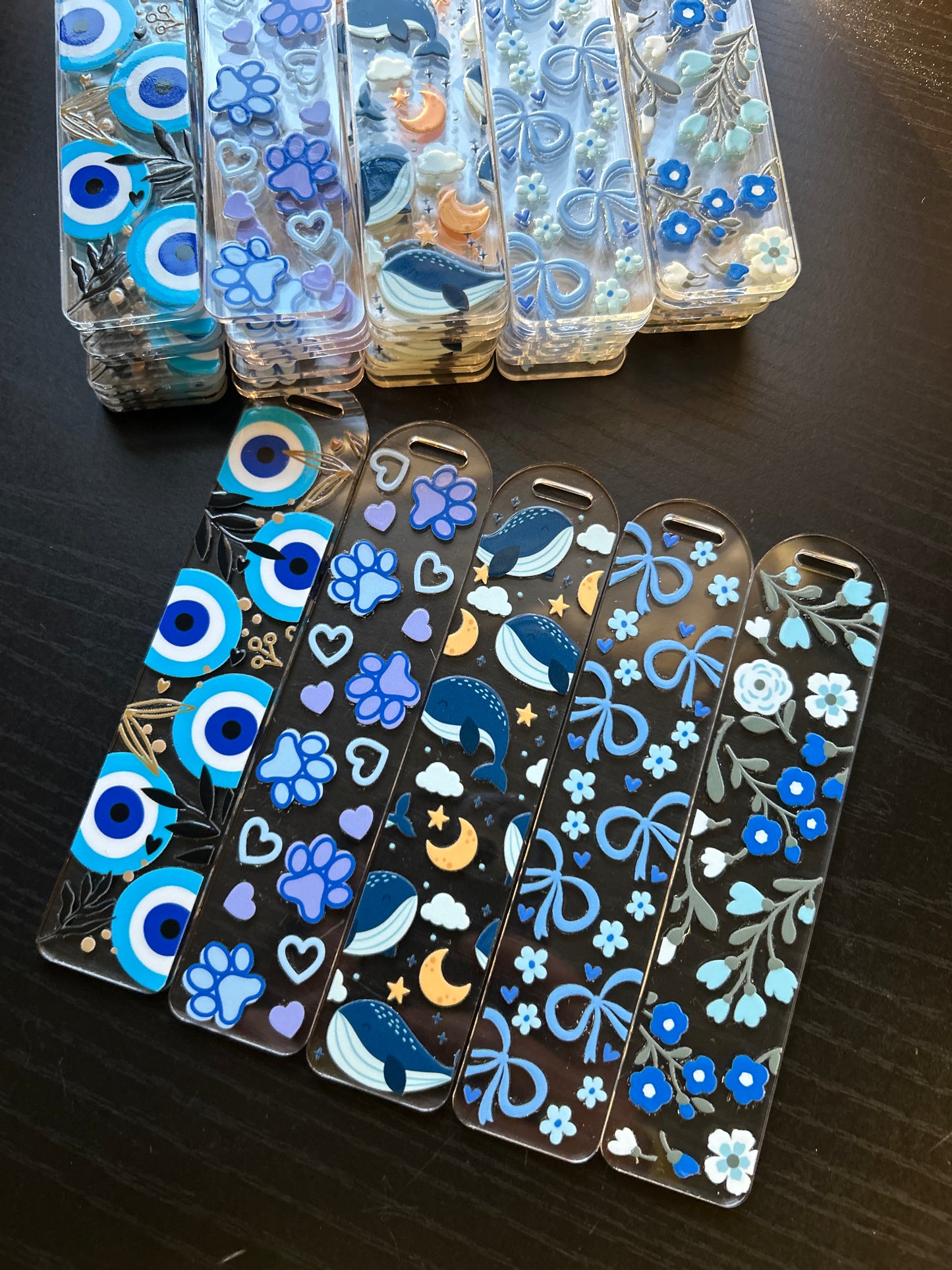 Bookmark - Blue Paw Print & Hearts