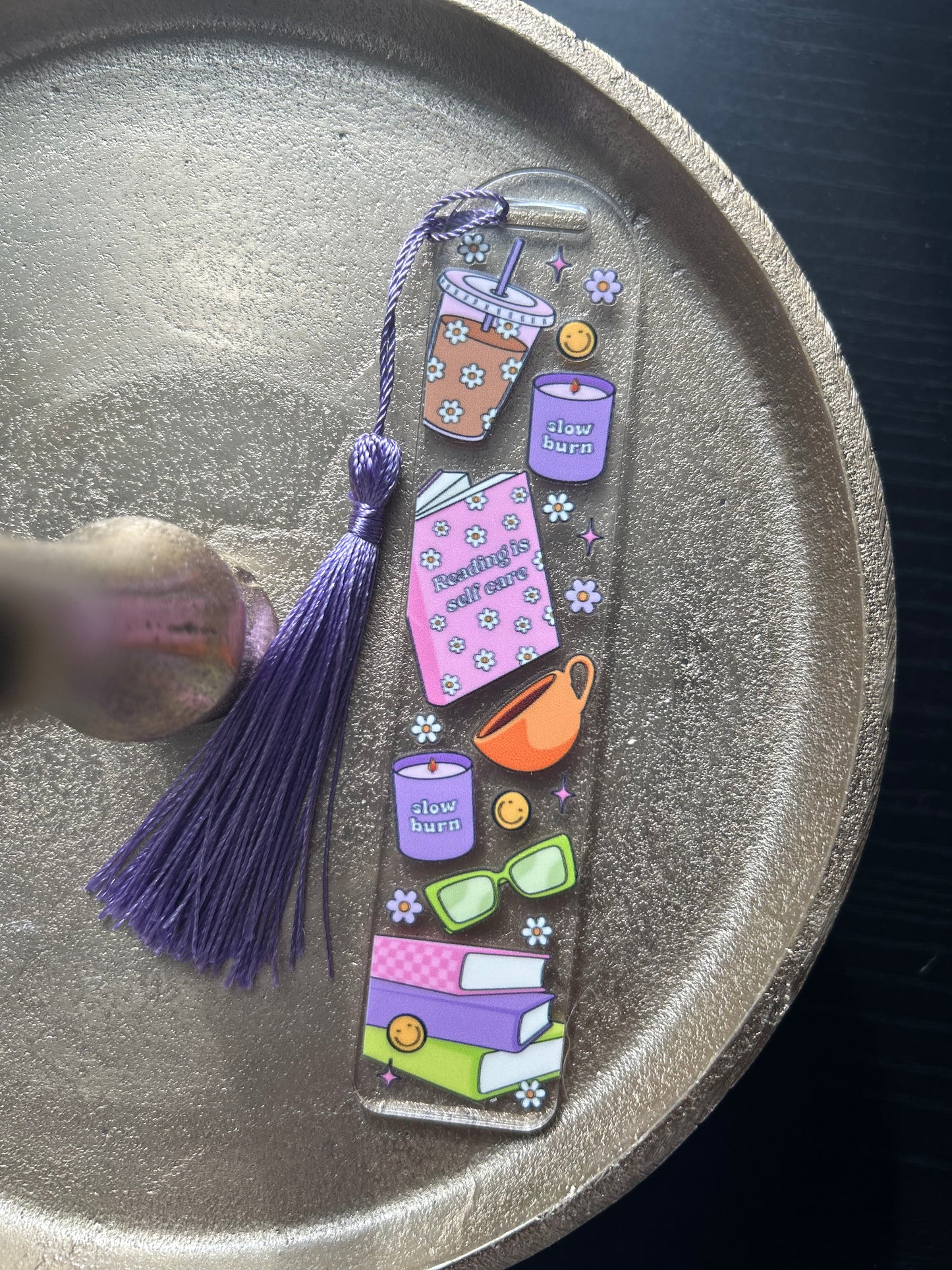 Bookmark - Reading is Self Care - Books, Candle and Mug