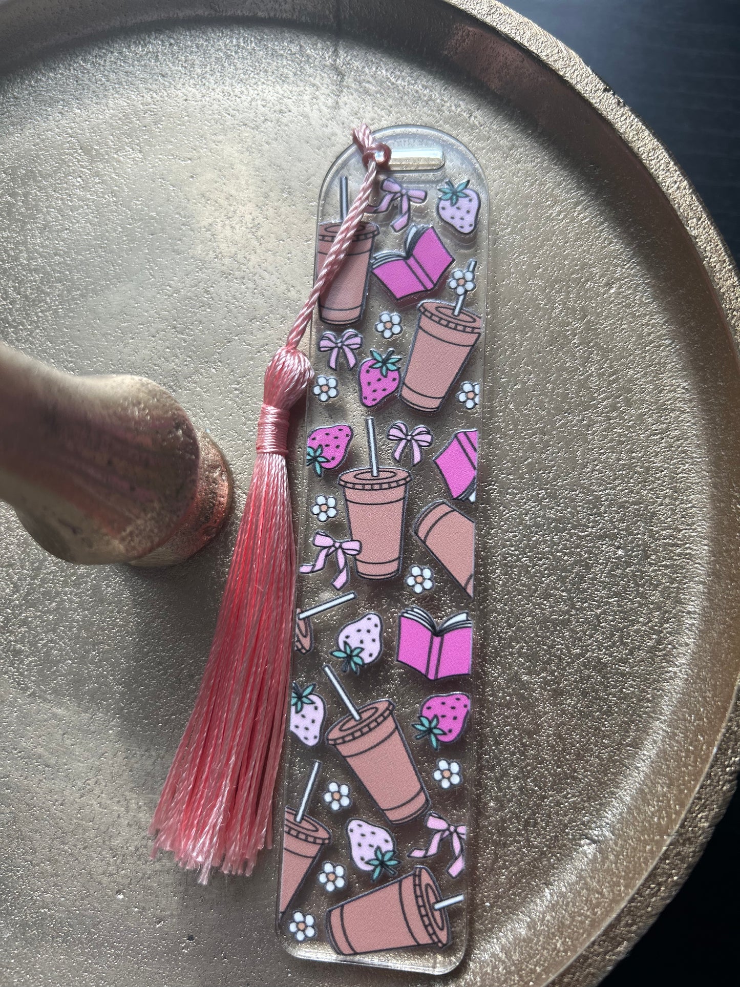 Bookmark - Books, Strawberries and Iced Drink