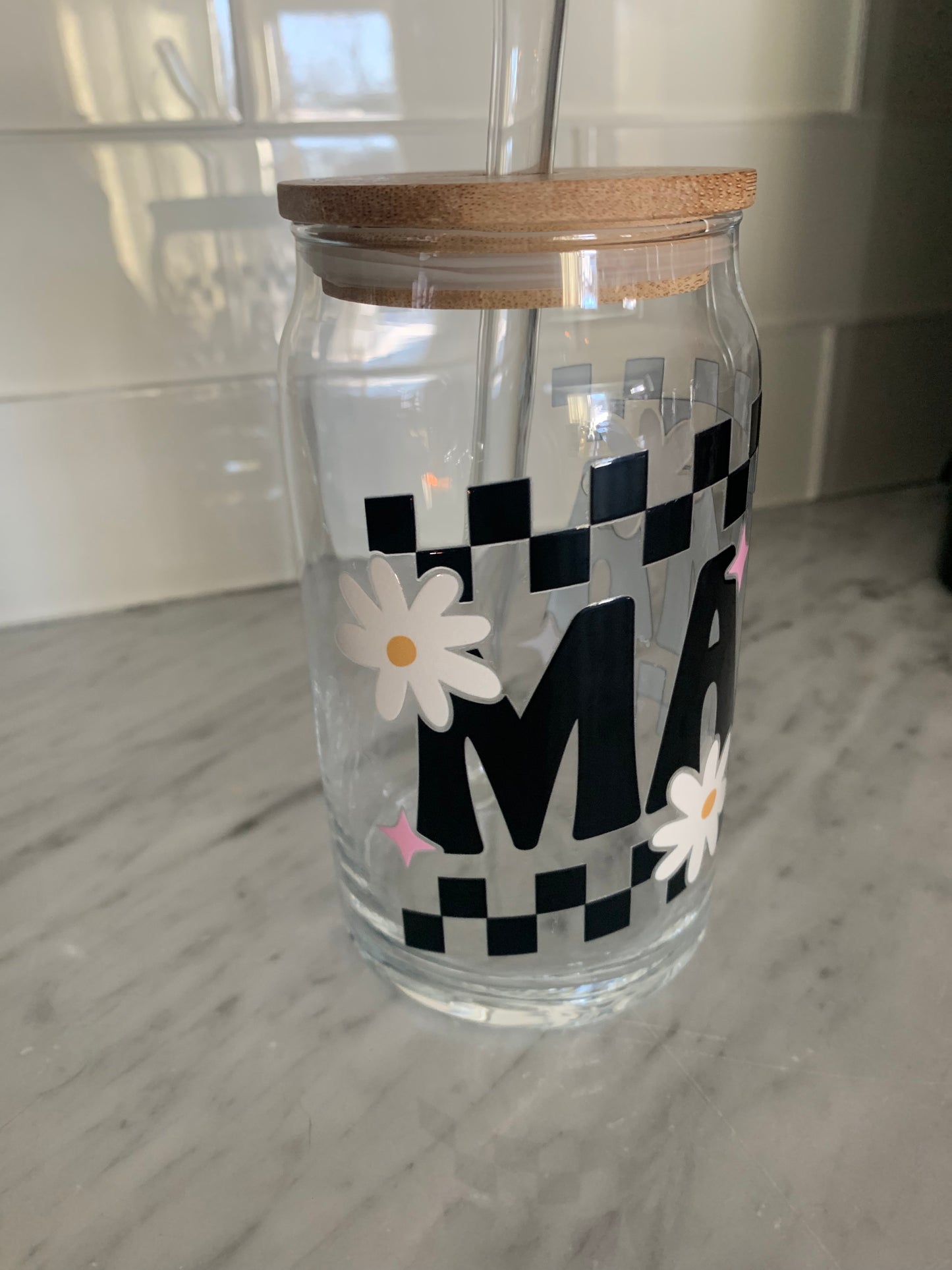 16 oz Glass Can Cup - MAMA