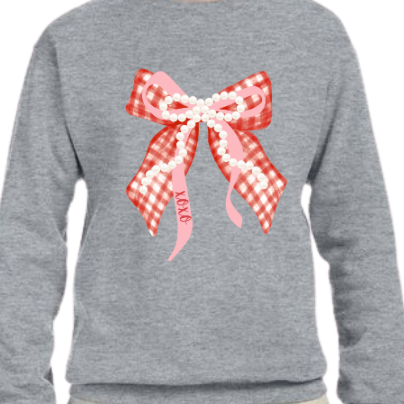 Pearl and Gingham Bow Sweater - ADULT