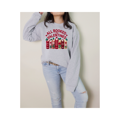 FAUX Crocheted All Booked for Valentine Sweater - ADULT