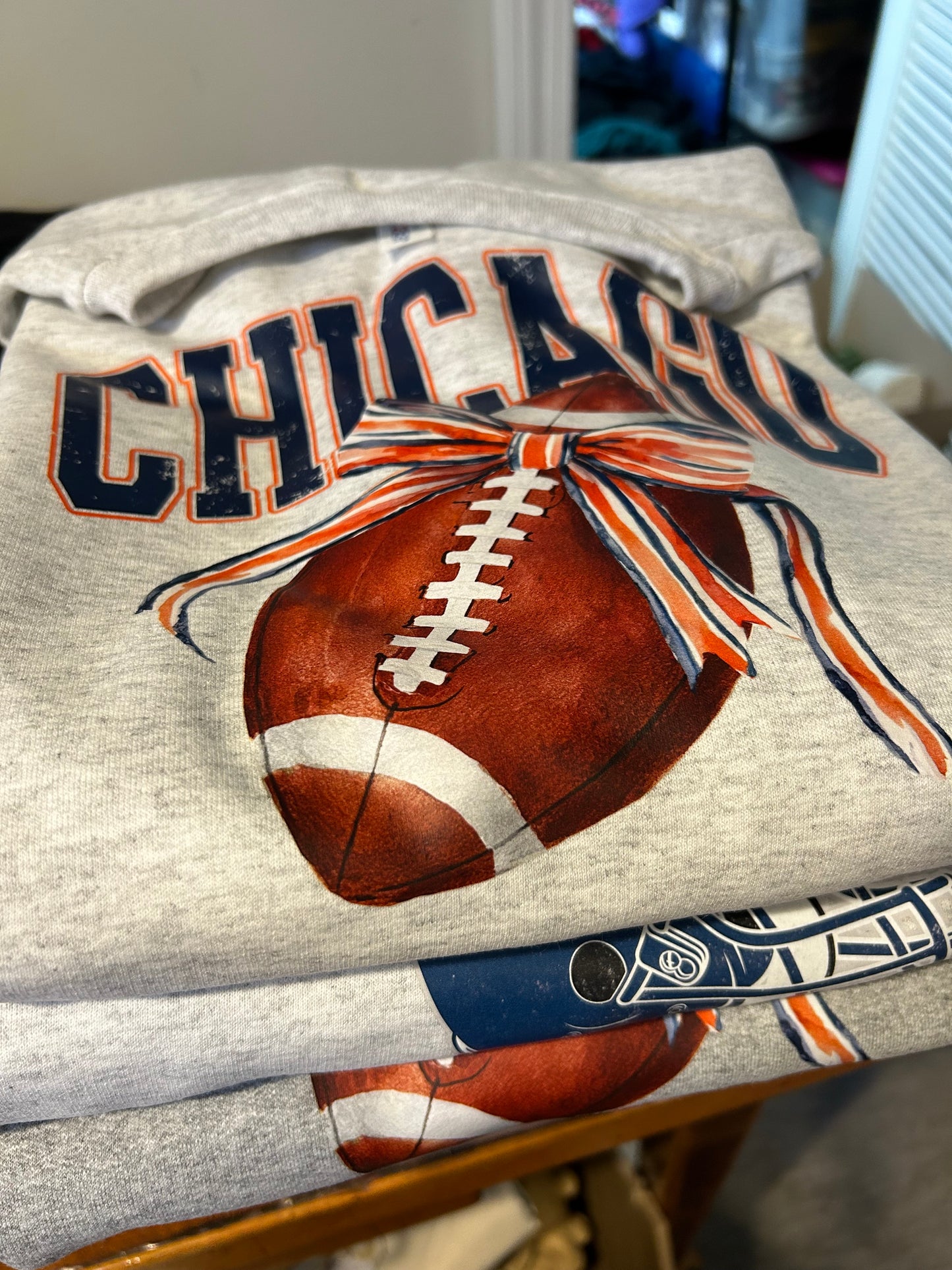 Chicago Football with Bow Sweatshirt - Adult