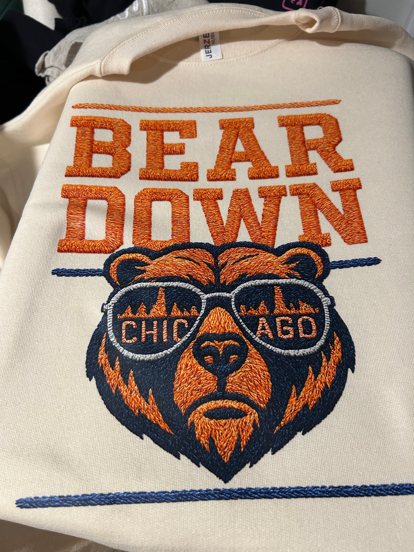Bear Down - Faux Embroidered Sweatshirt