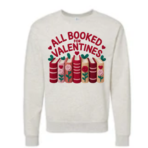 FAUX Crocheted All Booked for Valentine Sweater - ADULT